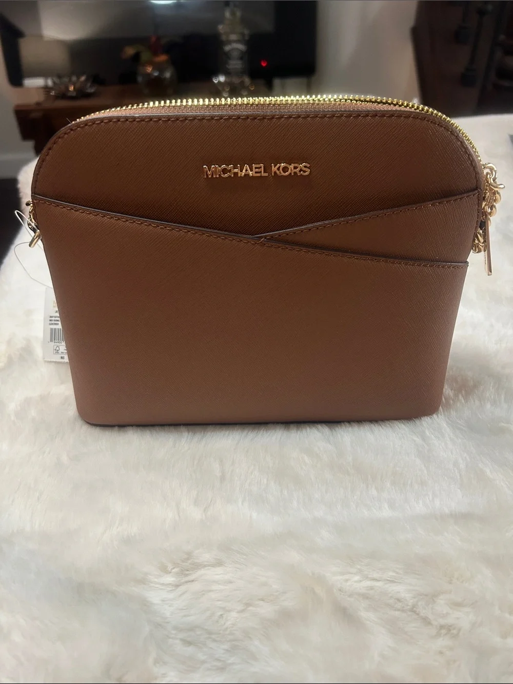 Michael Kors Cognac Saffiano Leather Jetset Crossbody Bag